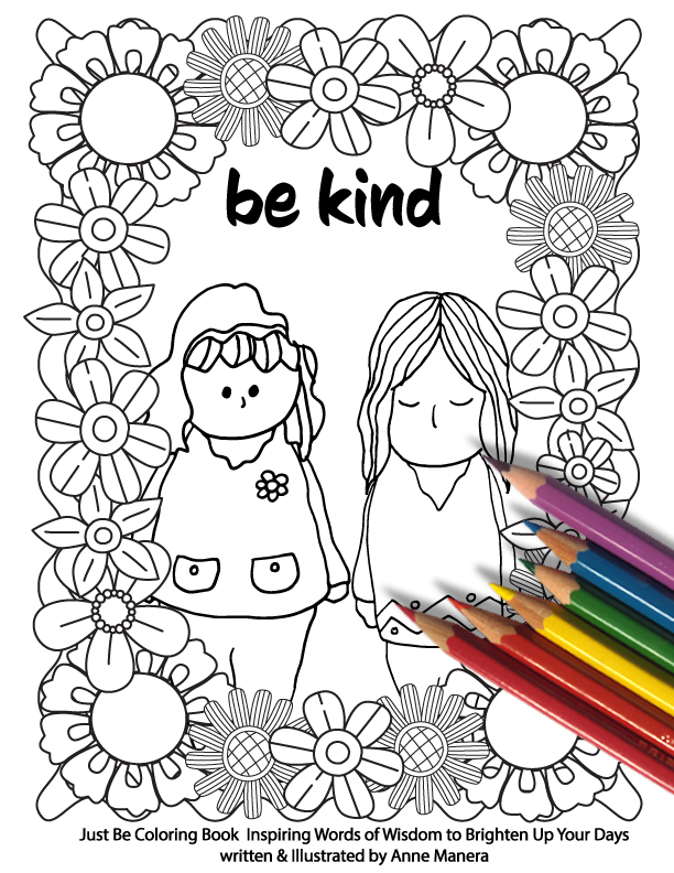 Be Kind FREE coloring page from Just Be Coloring Book