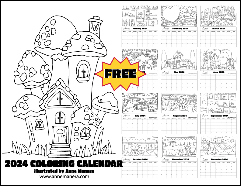 2024 Coloring Calendar illustrated by Anne Manera